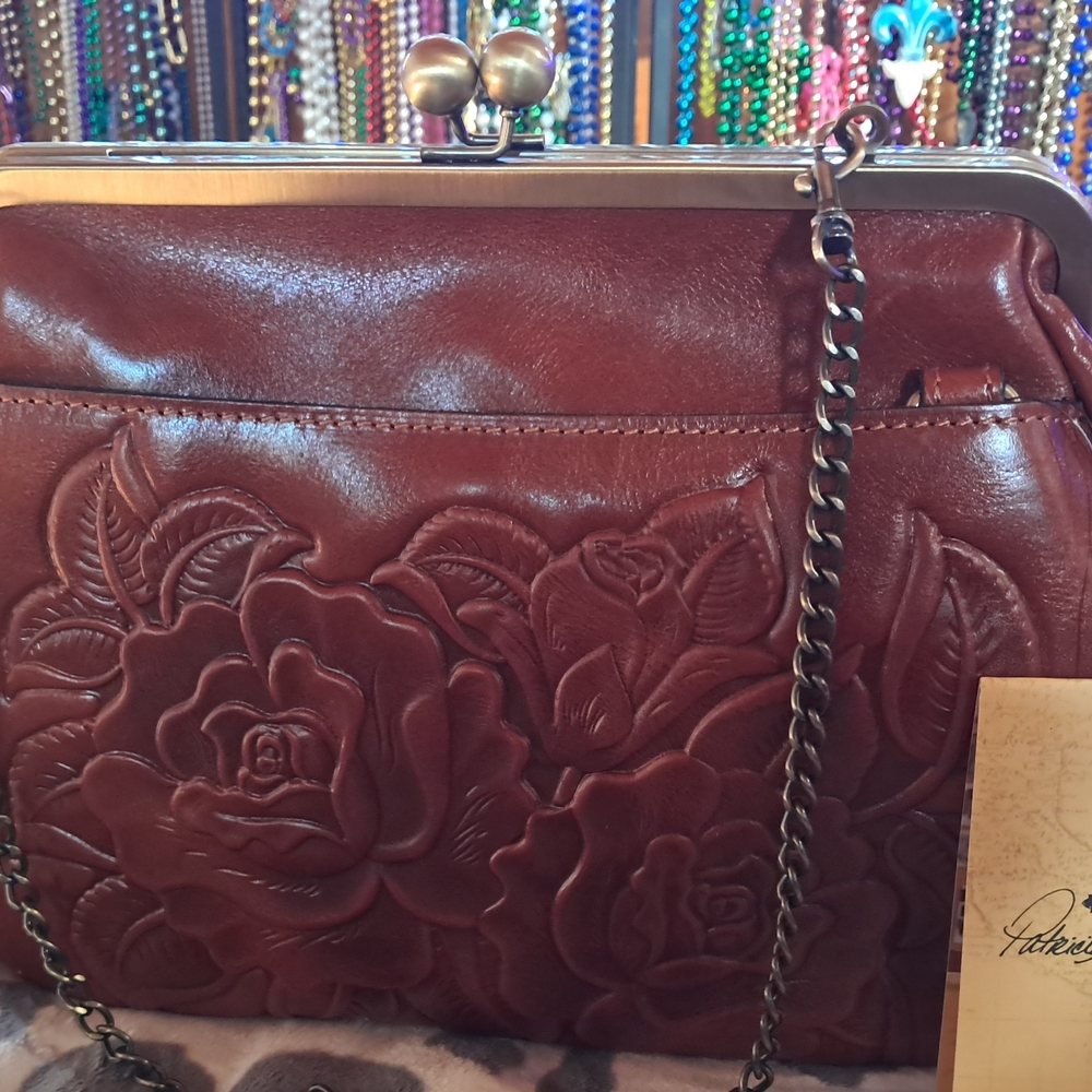 Patricia Nash Burgundy Floral Embossed Shoulder Bag - Picture 2 of 8